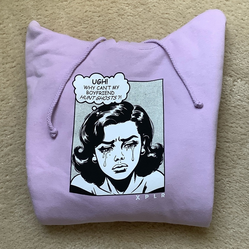 Sam and Colby Merch Ghost Purple Graphic Sweatshirt XPLR Medium NWOT